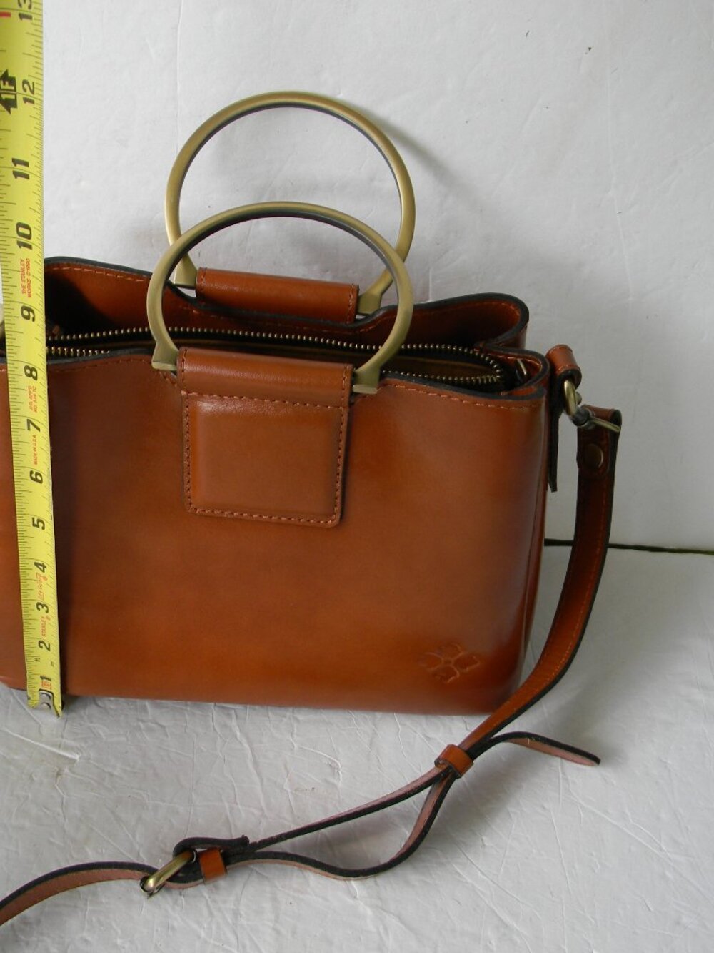 PATRICIA NASH TAN BROWN EMPOLI MEDIUM SMOOTH LEATHER SATCHEL/CROSSBODY RING - Picture 5 of 11